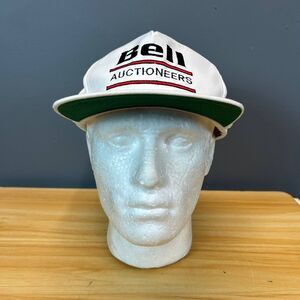 Vintage Bell Auctioneers Hat USA Made White Snapback Rope Cap